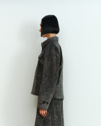 PRINTED VELVET ZIP JACKET
