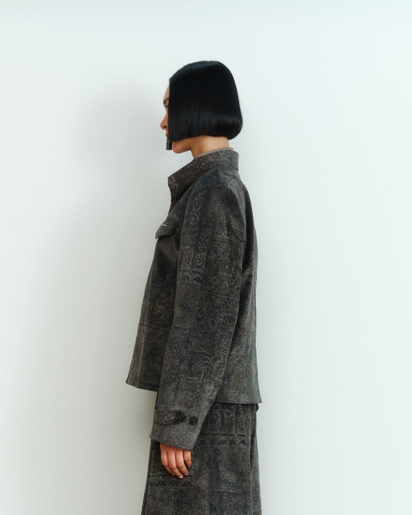 PRINTED VELVET ZIP JACKET
