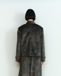 PRINTED VELVET ZIP JACKET