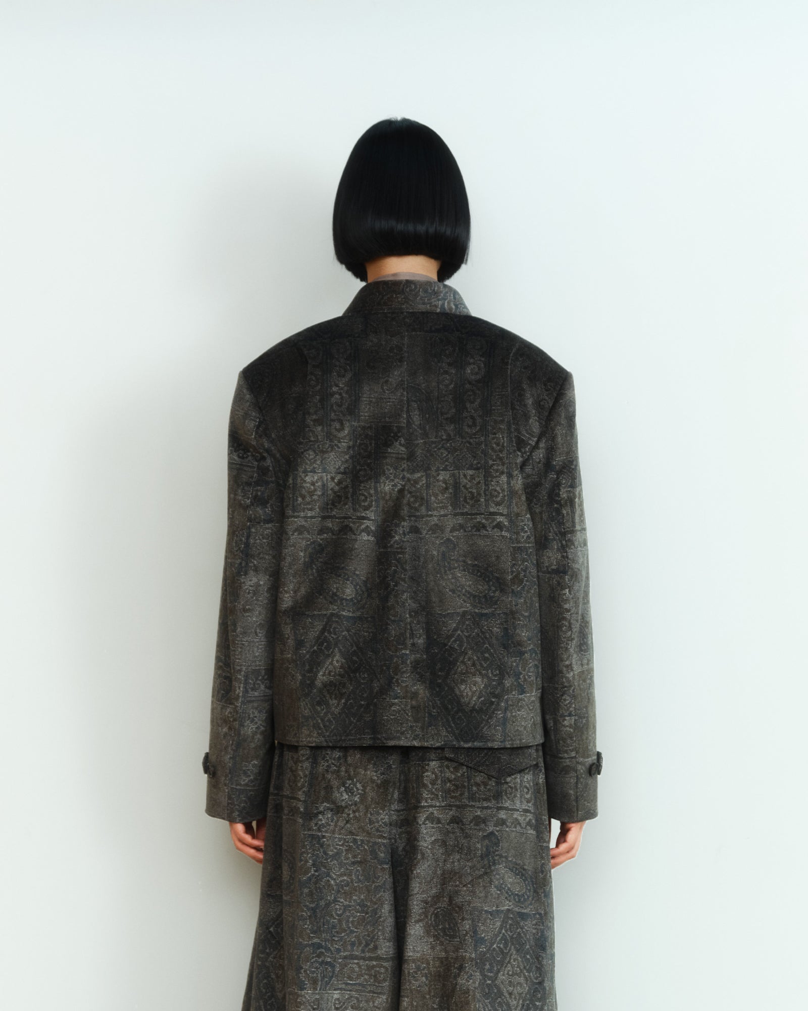 PRINTED VELVET ZIP JACKET