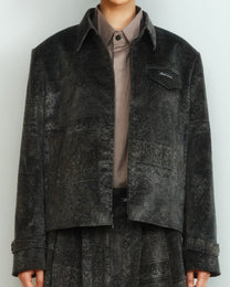 PRINTED VELVET ZIP JACKET