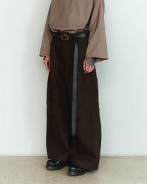 WOOL CURVED PANTS