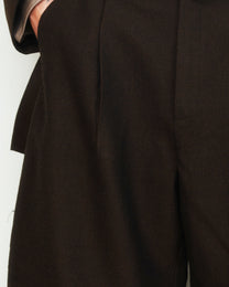 WOOL CURVED PANTS