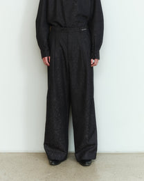 BLACK WOOL JACQUARD TAILORED TROUSERS