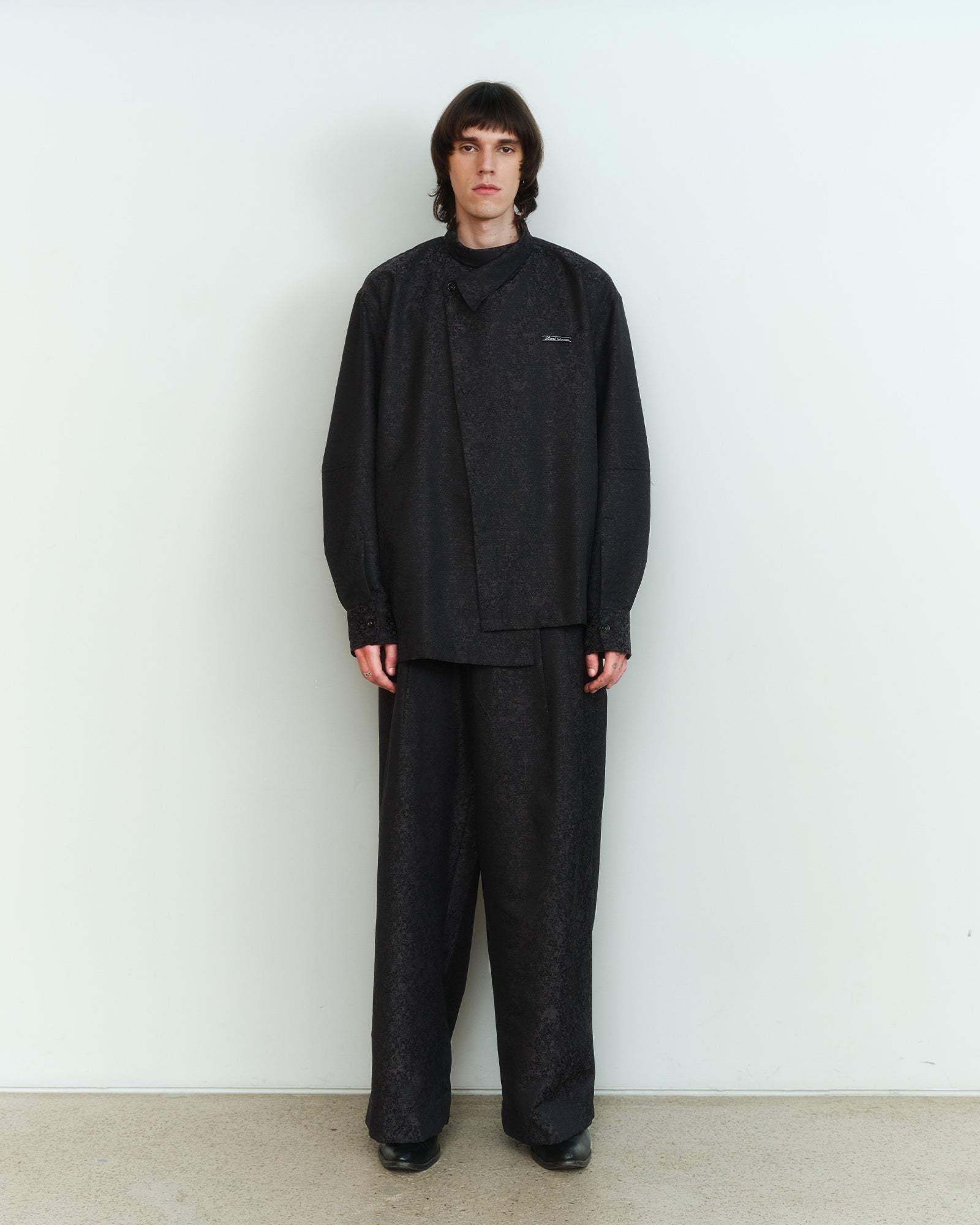 WOOL JACQUARD ASYMMETRIC SHIRT
