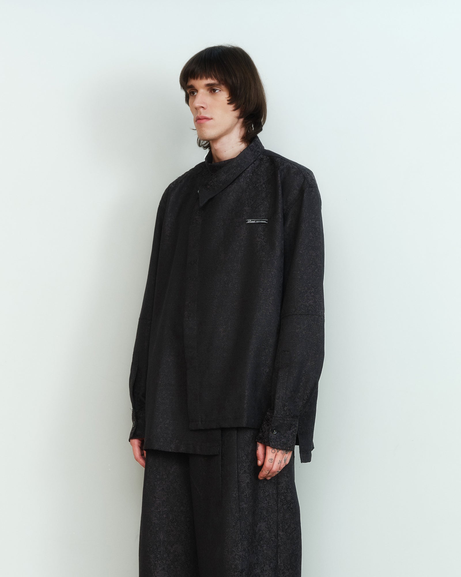 WOOL JACQUARD ASYMMETRIC SHIRT
