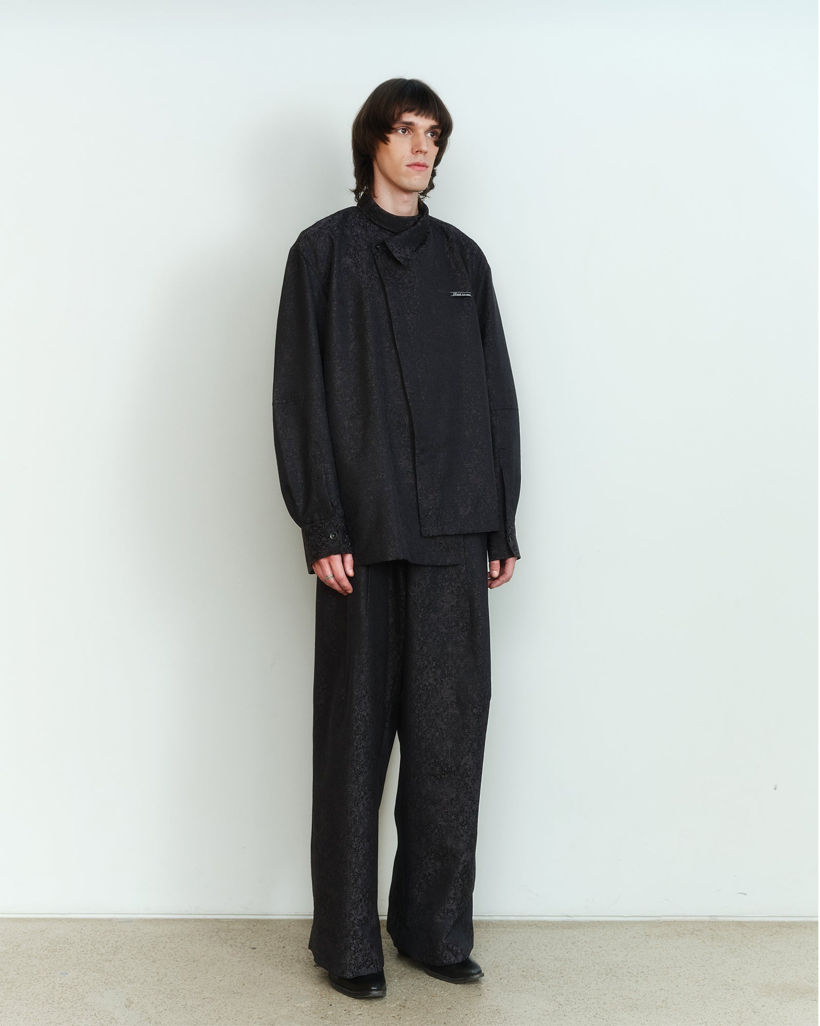 WOOL JACQUARD ASYMMETRIC SHIRT