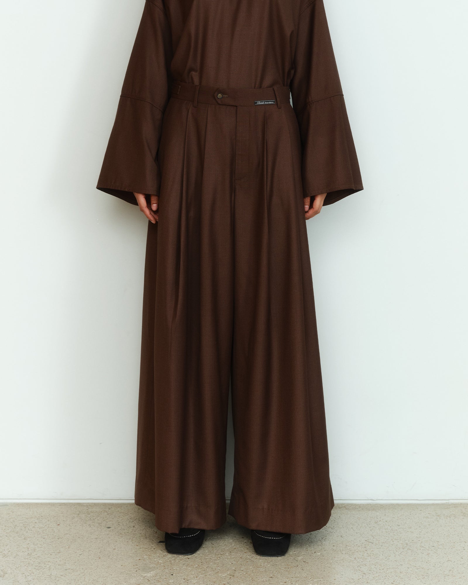 BROWN WIDE LEG SLACKS