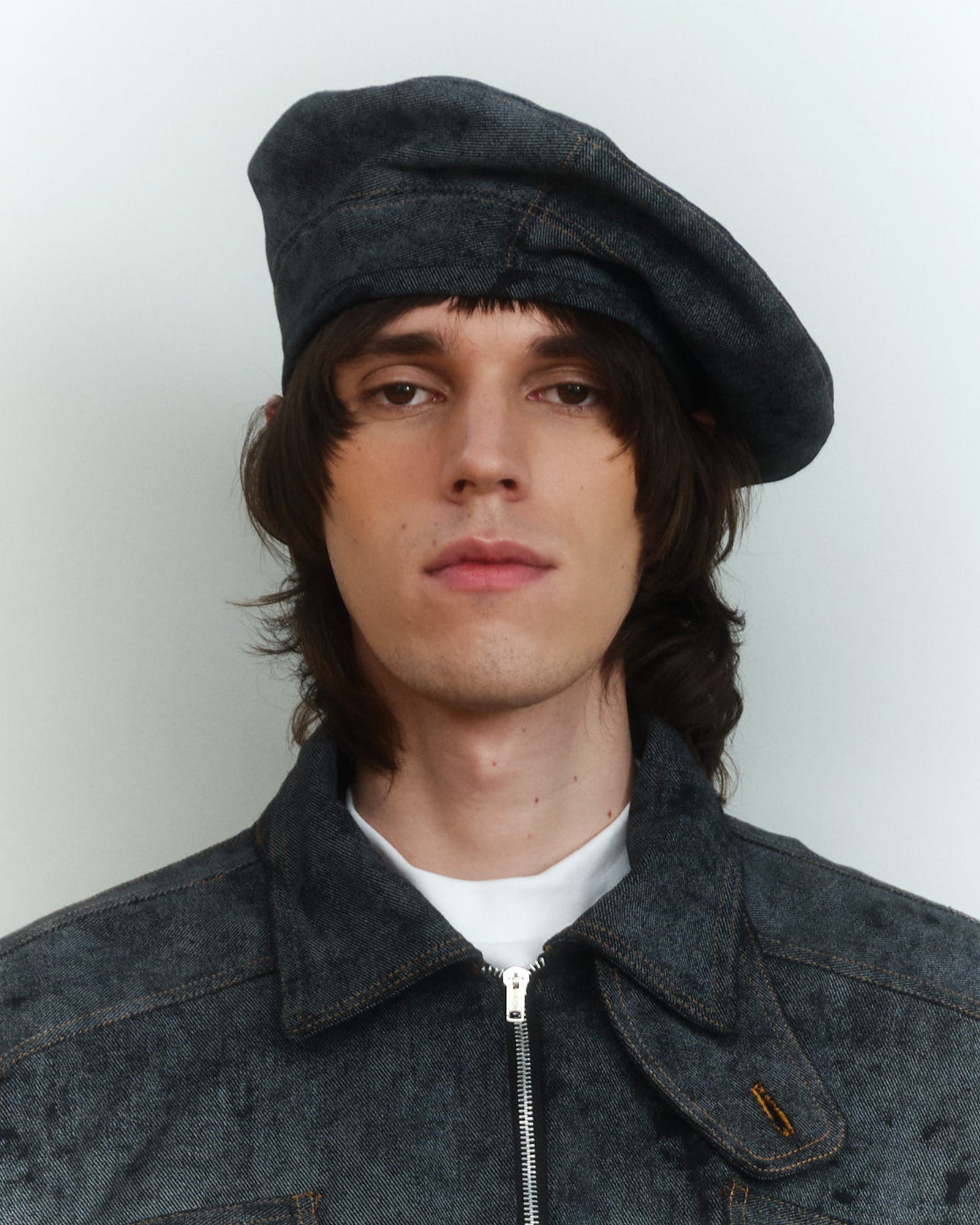 DARK SMOKE PAINTED DENIM BERET